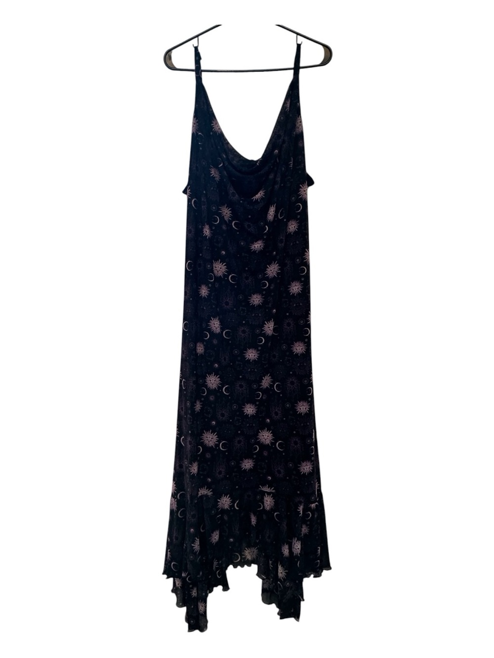 Cosmic Aura Celestial Black Cowl-Neck Maxi Slip Dress Size 4*